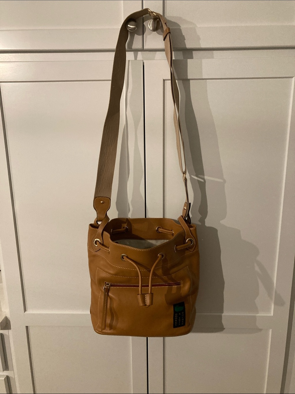 Dooney & Bourke Tan Drawstring Bucket Shoulder Bag - Picture 2 of 7